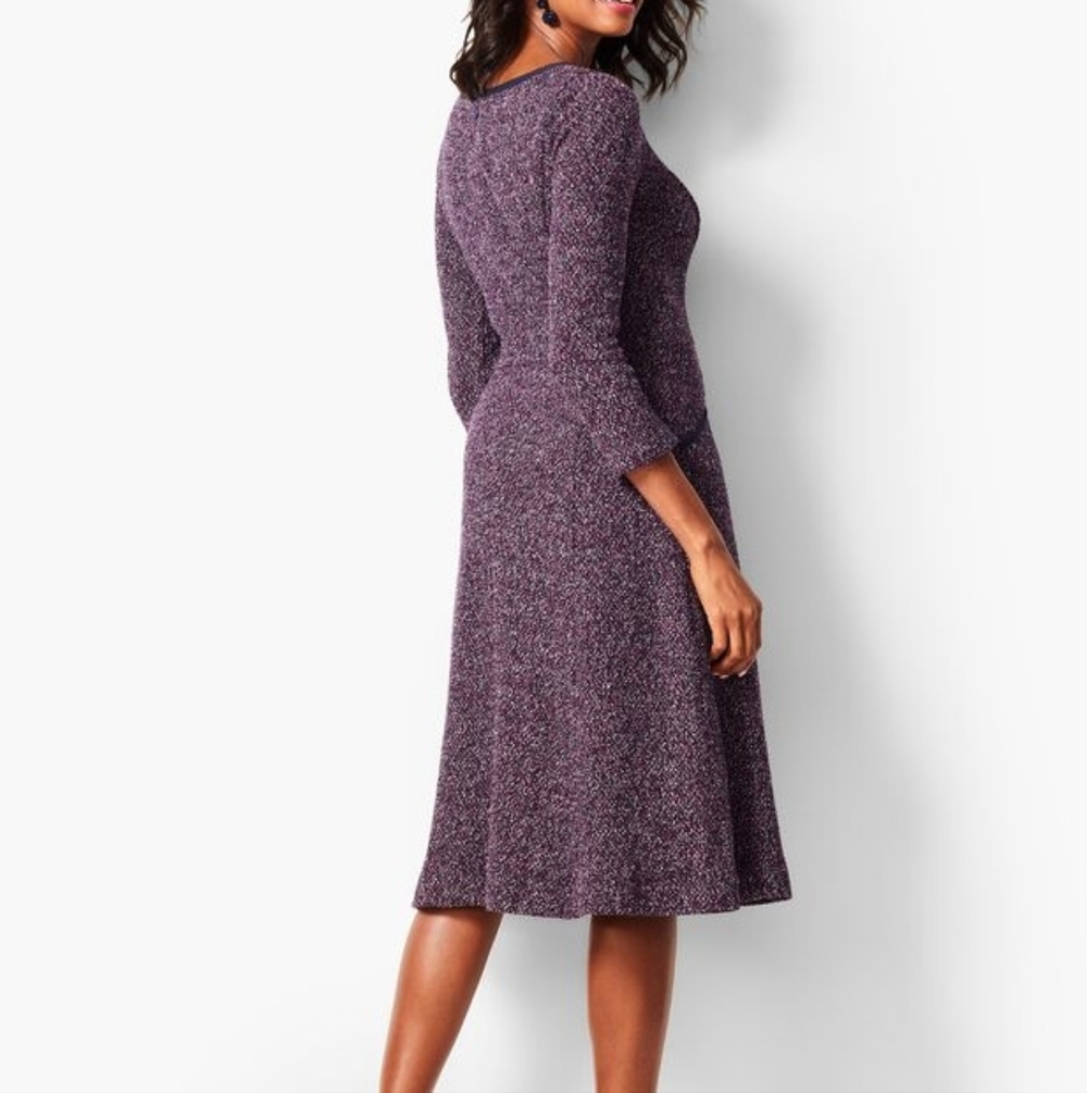 6 Talbots Navy Purple Textured A-Line Dress